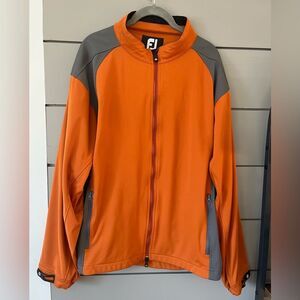 Footjoy FJ Mens Full Zip Orange & Gray Windbreaker Golf Jacket size L‎ EUC